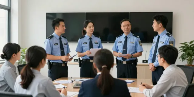 Trusted provider of Security Solutions at a corporate office, professional team assessing security needs.