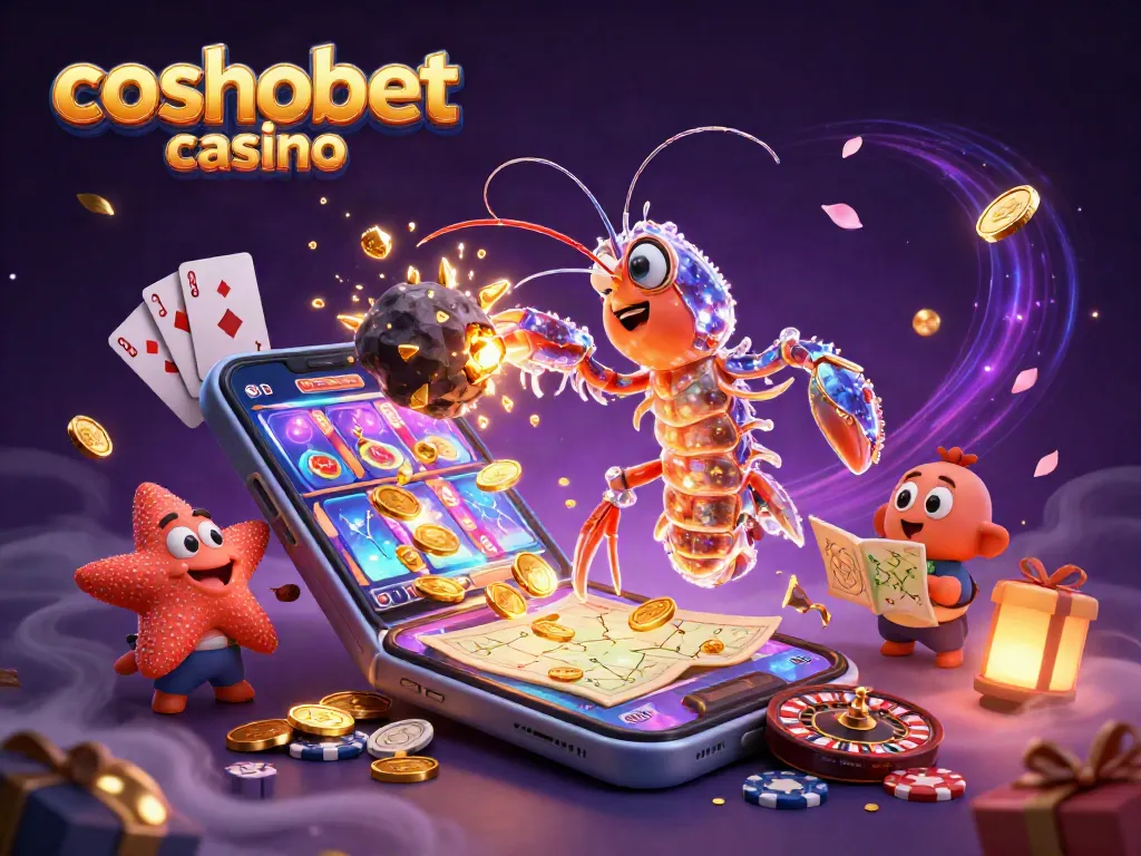 Engage with cosmobet casino in an action-packed scene with galactic characters amidst slot games and vibrant casino elements.