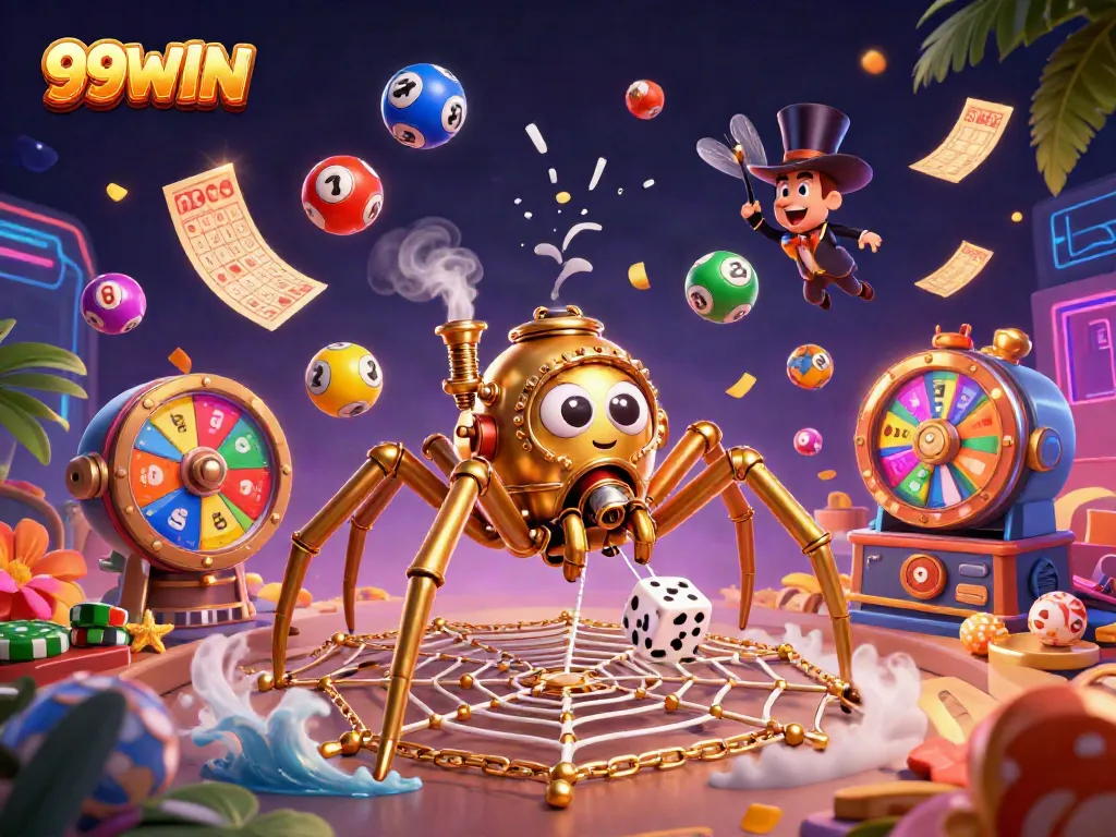 Engage in thrilling games at 99WIN with vibrant lottery balls and a whimsical steampunk theme.