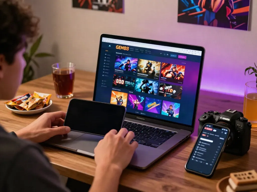 GEM88 vibrant gaming experience with a laptop and smartphone in an inviting atmosphere.