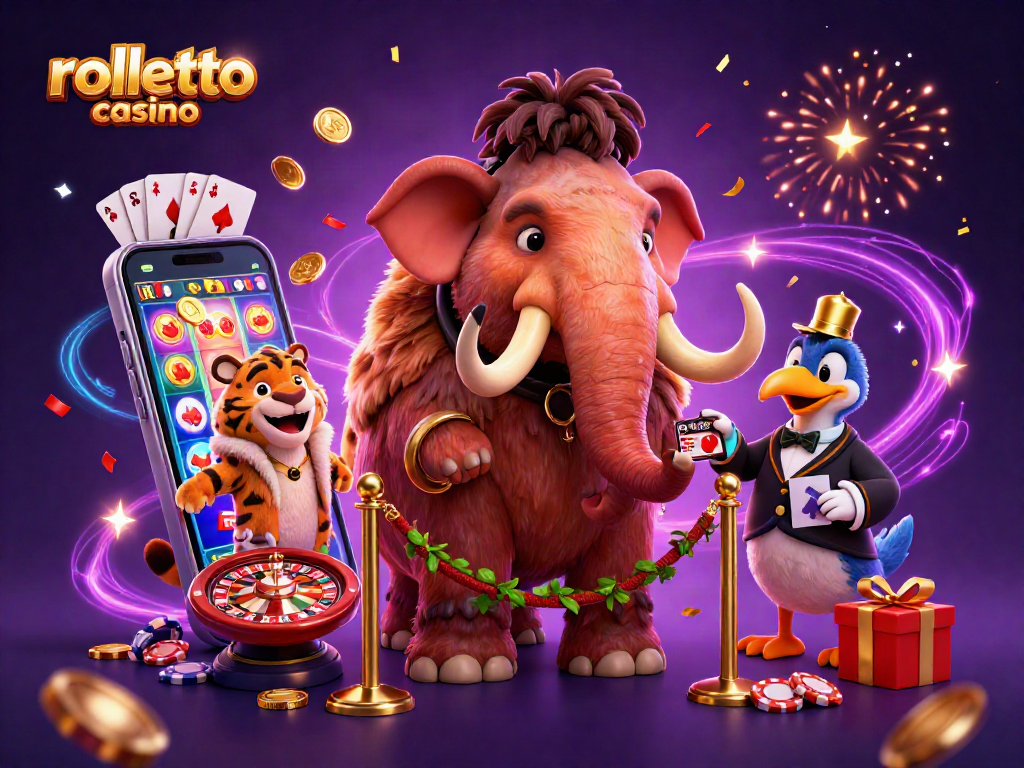 Experience rolletto casino excitement with dynamic characters and vibrant gaming elements in a colorful setting.