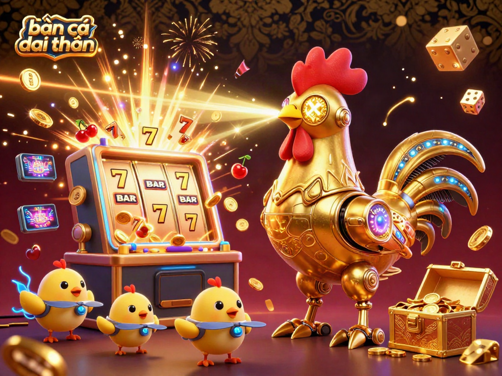 Engage in bắn cá đổi thưởng with vibrant 3D casino elements and action-packed illustrations.