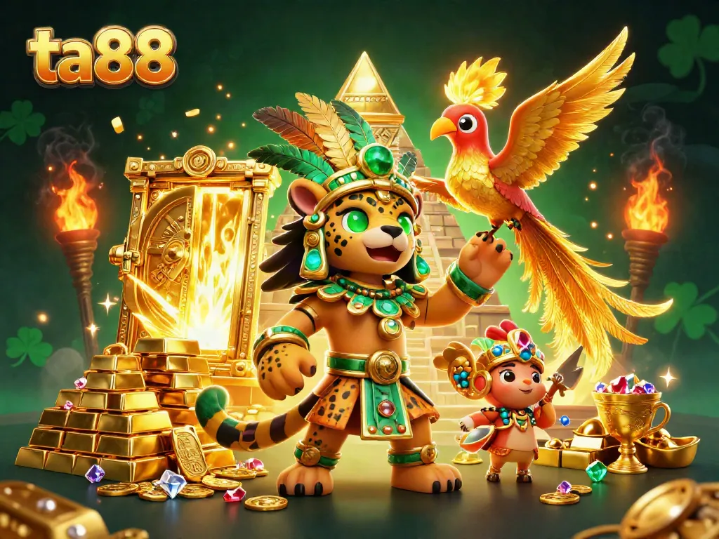Engage in thrilling games at ta88, featuring a Mayan jaguar priest and shimmering treasure.
