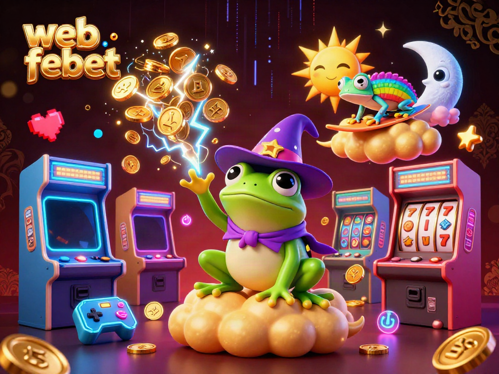 Create exciting wins with web febet through golden coins and vibrant casino elements in this dynamic 3D illustration.