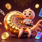 Bongdalu showcases an energetic casino scene with a giant nautilus roulette, glowing crypto elements and dynamic gaming visuals.