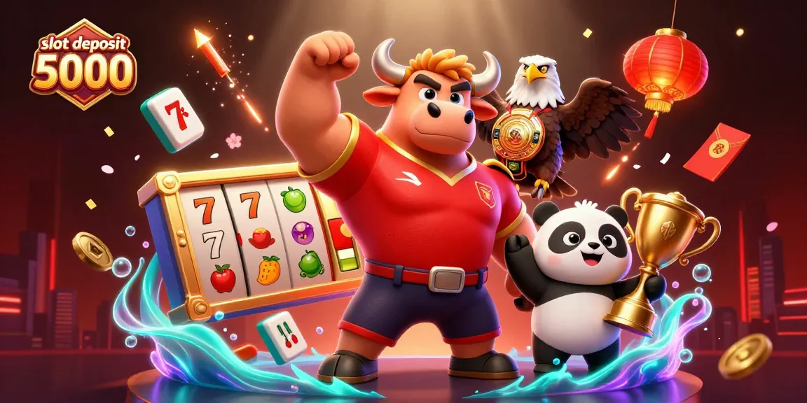 Experience thrilling wins at slot deposit 5000 with colorful slot reels and vibrant gaming elements.
