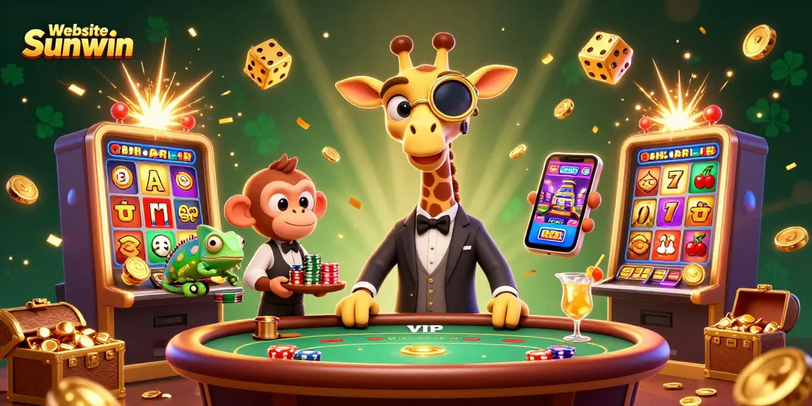 Experience big wins at Website Sunwin with vibrant 3D casino characters and exciting gaming elements in a dynamic scene.