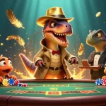 Join the excitement at gg88, where a velociraptor card counter bets big at the blackjack table!