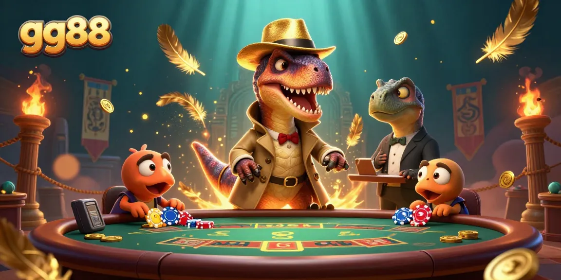 Join the excitement at gg88, where a velociraptor card counter bets big at the blackjack table!