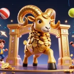 Experience thrilling wins at UY88 with a golden ram charging through casino gates!