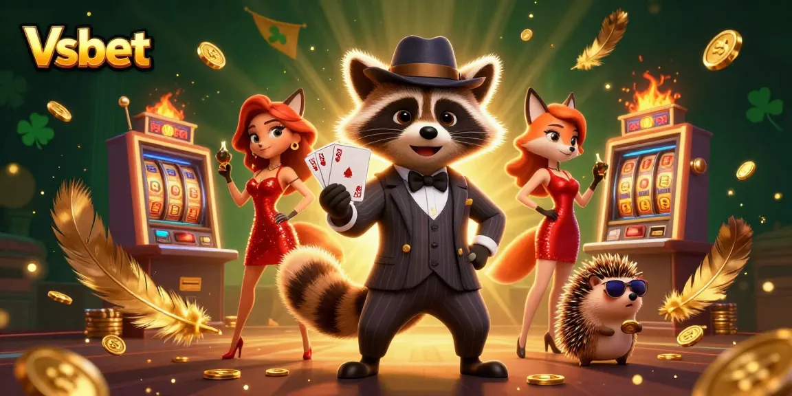 Engage with exciting Vsbet slots represented in a lively 3D casino illustration.