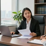Clients sneaking a peek at this website's professional legal services in a modern office environment.