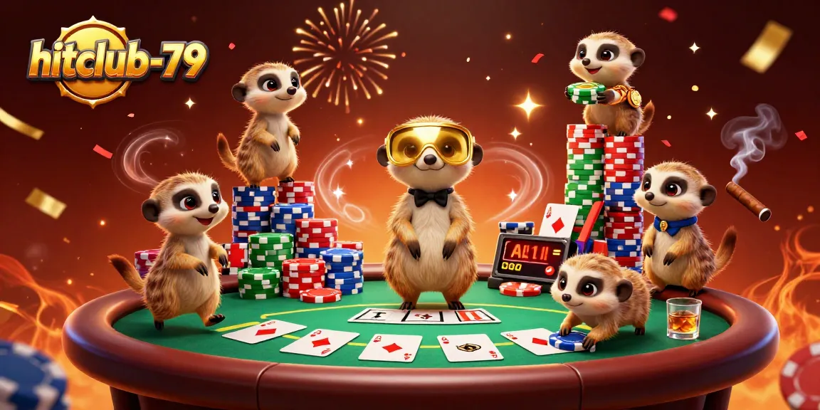 Experience engaging gameplay at hitclub-79 with lively meerkats running a vibrant casino scene.